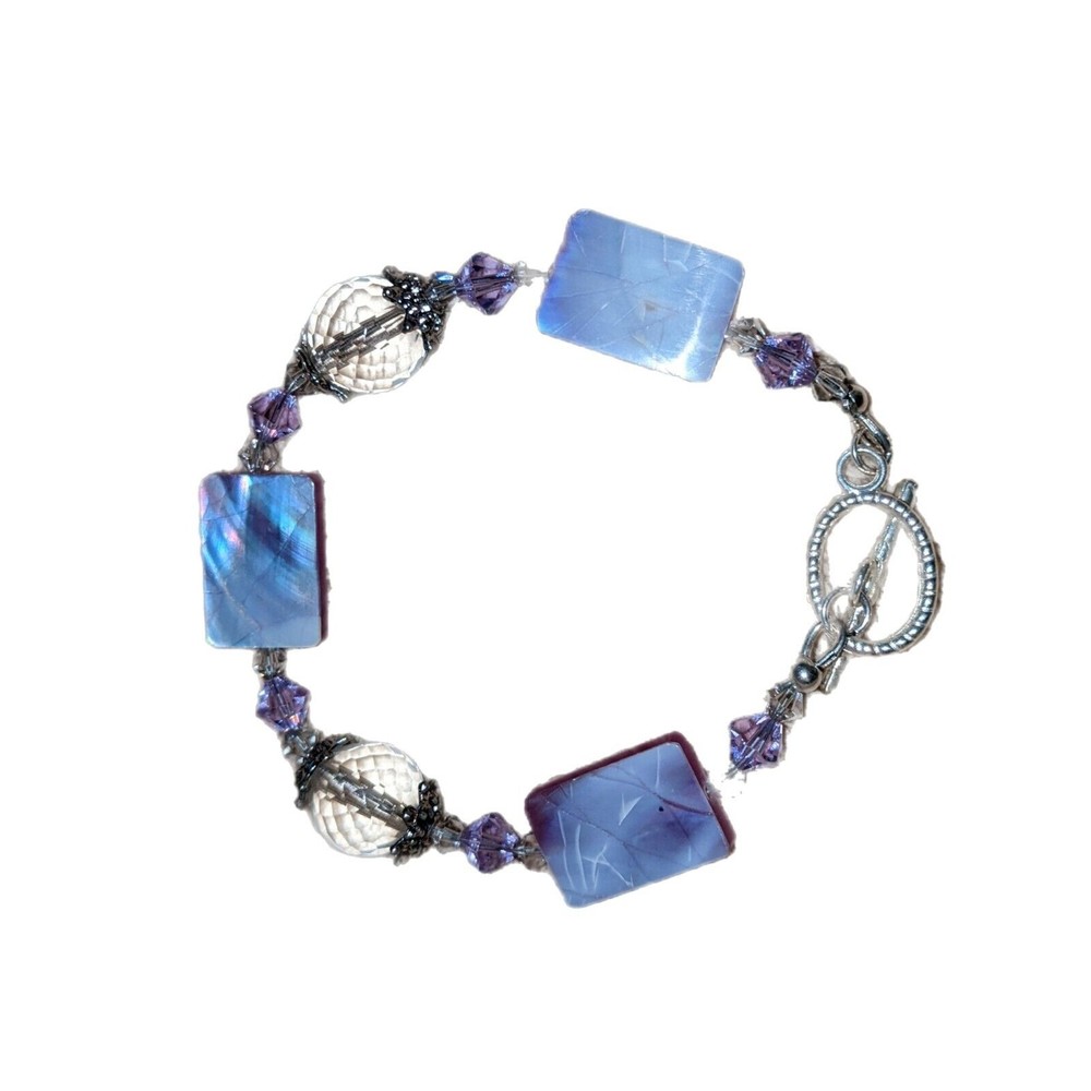 Lavender Bracelet made with  Swarovski Crystals Shell beads Glass beads SS Togl